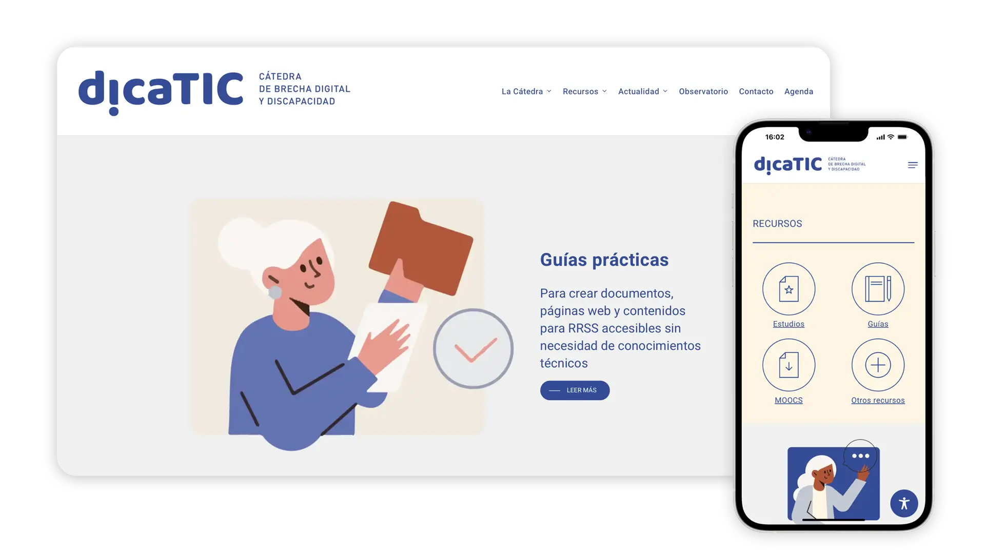 Captura de la web de DicaTIC, Cátedra de Brecha Digital y Discapacidad de la UPV